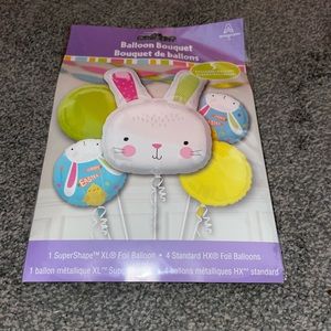 Brand New 5 Easter Helium Balloon Bouquet Easter Bunny Character & 4 Standard